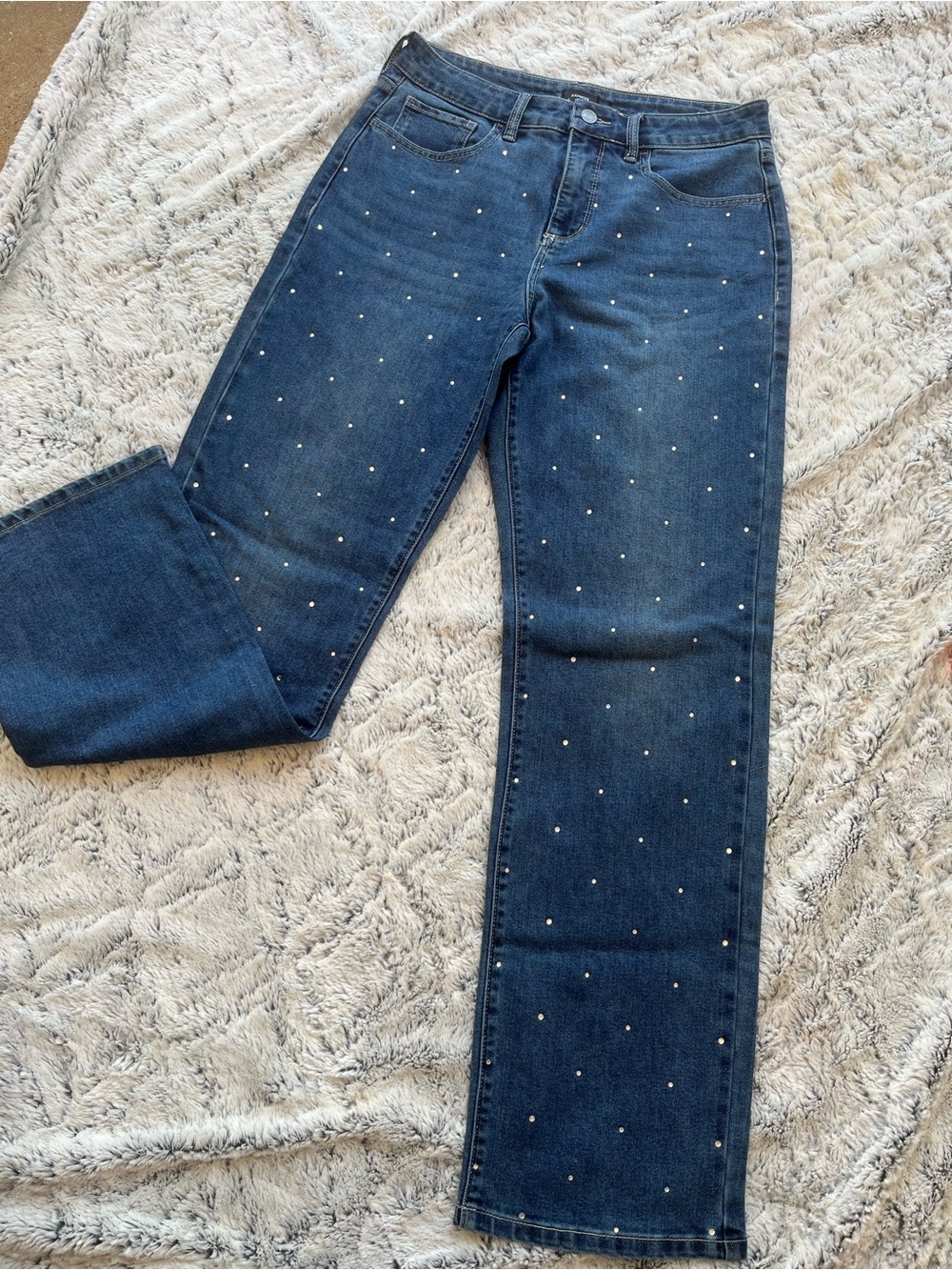 Express Dark Blue Straight Leg Jeans with Silver Studs